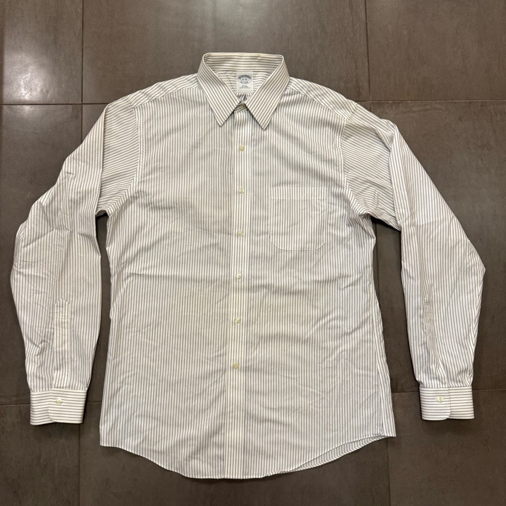 Brooks Brothers Classic Pinstripe Dress Shirt - Large Slim Fit - Officewear